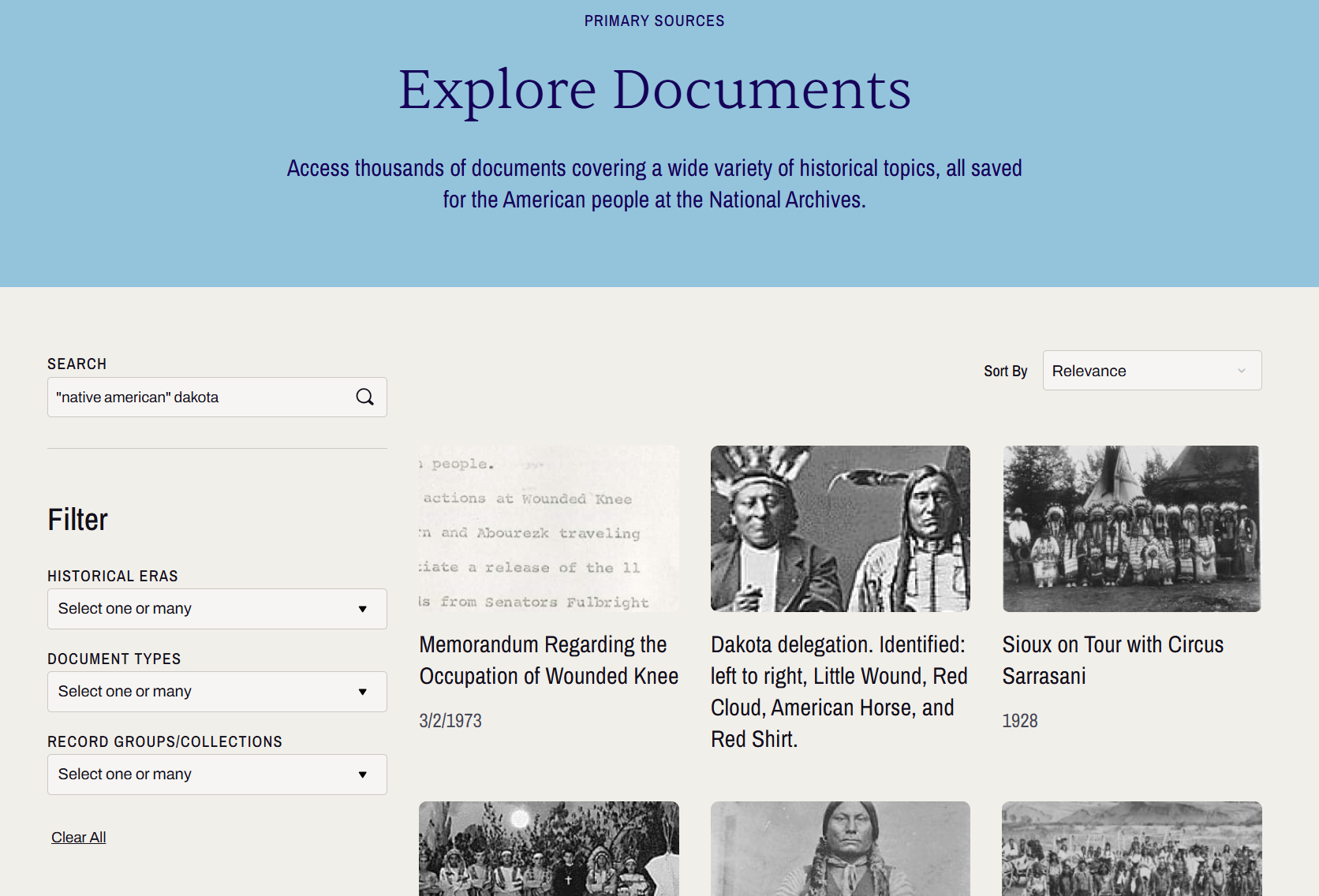 Placeholder image for 'DocsTeach - Primary Sources and Teaching Activities Related to Native Americans'