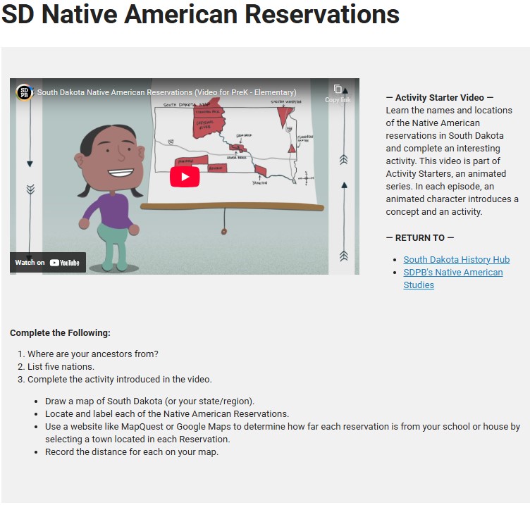 Placeholder image for 'South Dakota Native American Reservations Activity Starter'