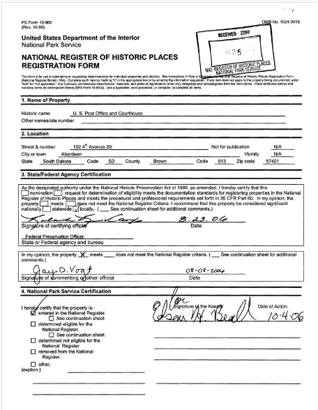 Placeholder image for 'U.S. Post Office and Courthouse (Aberdeen) National Register Nomination'