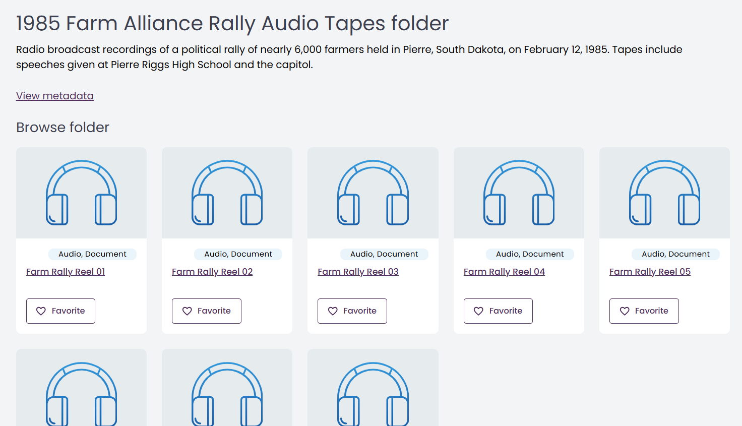 Placeholder image for 'South Dakota Farm Alliance Rally Radio Broadcast, 1985'